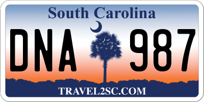 SC license plate DNA987