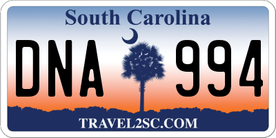 SC license plate DNA994