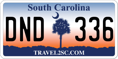 SC license plate DND336
