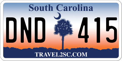 SC license plate DND415