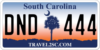 SC license plate DND444