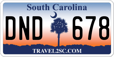 SC license plate DND678