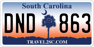 SC license plate DND863