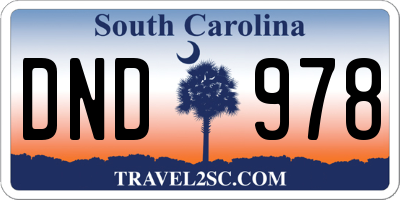 SC license plate DND978