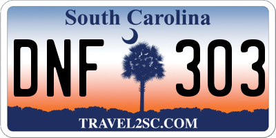 SC license plate DNF303