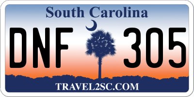 SC license plate DNF305