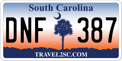 SC license plate DNF387