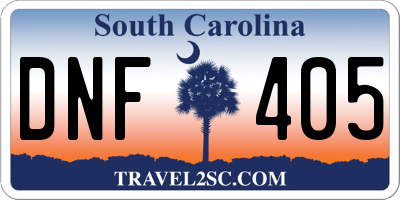 SC license plate DNF405