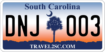 SC license plate DNJ003