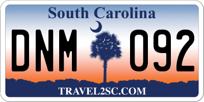 SC license plate DNM092