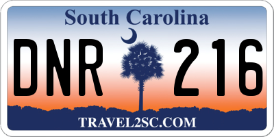 SC license plate DNR216