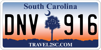 SC license plate DNV916