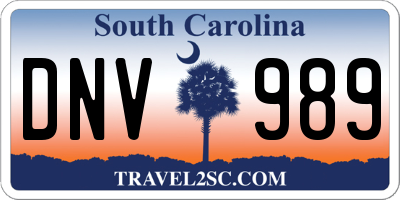 SC license plate DNV989