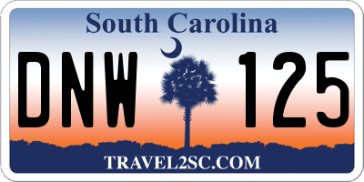 SC license plate DNW125