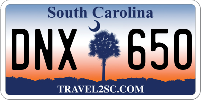 SC license plate DNX650