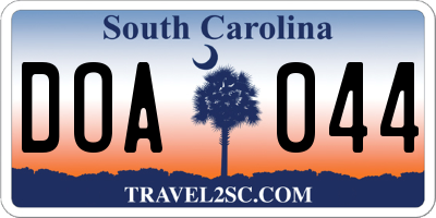 SC license plate DOA044