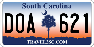 SC license plate DOA621