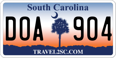 SC license plate DOA904