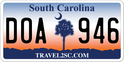SC license plate DOA946