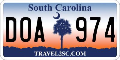 SC license plate DOA974