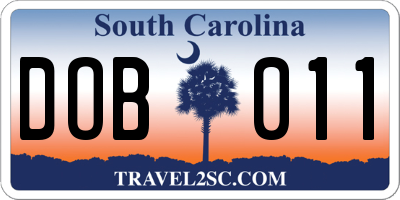 SC license plate DOB011