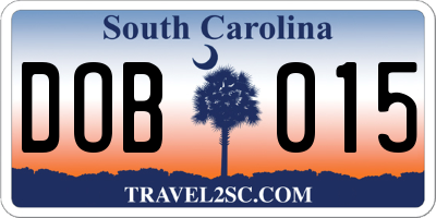 SC license plate DOB015