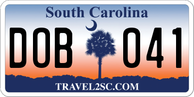 SC license plate DOB041