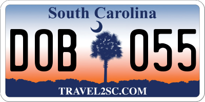 SC license plate DOB055