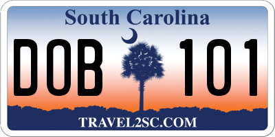 SC license plate DOB101
