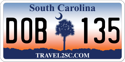 SC license plate DOB135