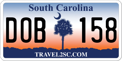 SC license plate DOB158