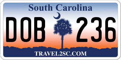 SC license plate DOB236