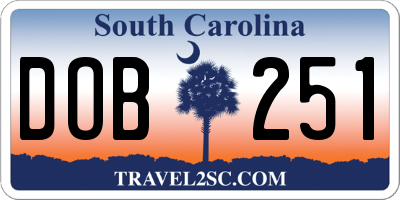 SC license plate DOB251
