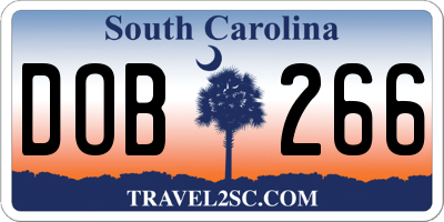 SC license plate DOB266