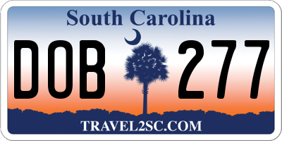 SC license plate DOB277