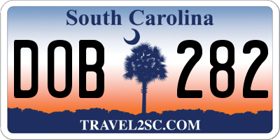SC license plate DOB282
