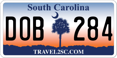 SC license plate DOB284