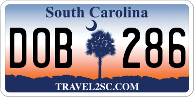 SC license plate DOB286