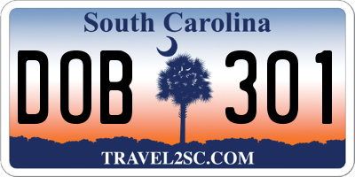SC license plate DOB301