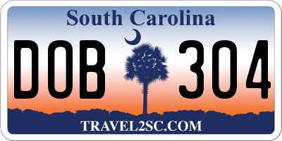 SC license plate DOB304