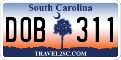 SC license plate DOB311