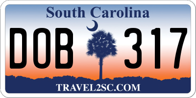 SC license plate DOB317