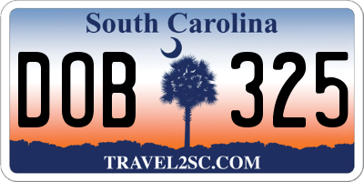SC license plate DOB325