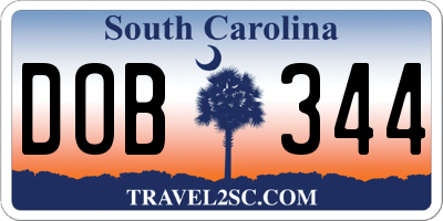 SC license plate DOB344