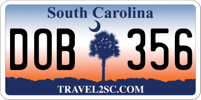 SC license plate DOB356
