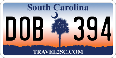 SC license plate DOB394