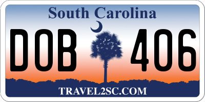 SC license plate DOB406