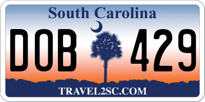 SC license plate DOB429