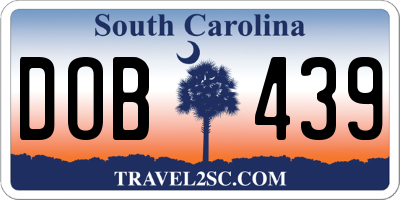 SC license plate DOB439