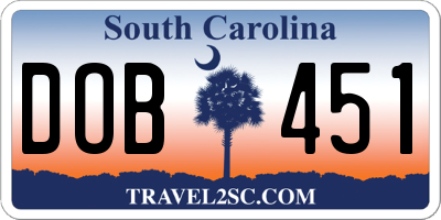 SC license plate DOB451